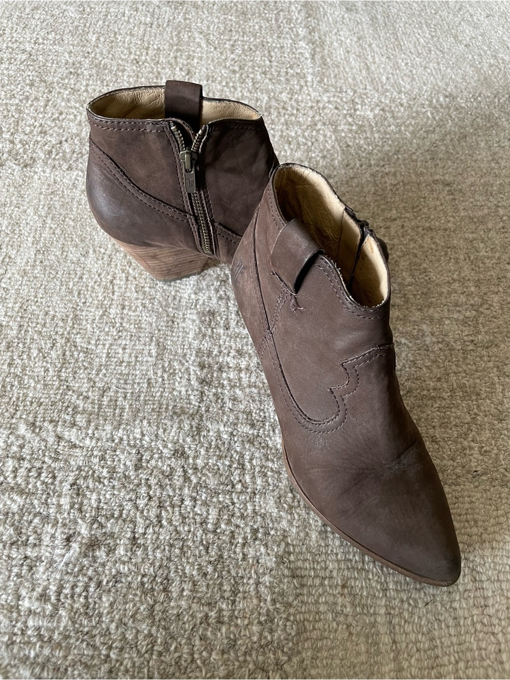Frye Women’s Brown Leather Ankle Booties - Picture 2 of 5